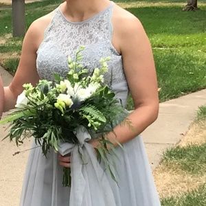 Formal silver lace & tulle dress floor length!
